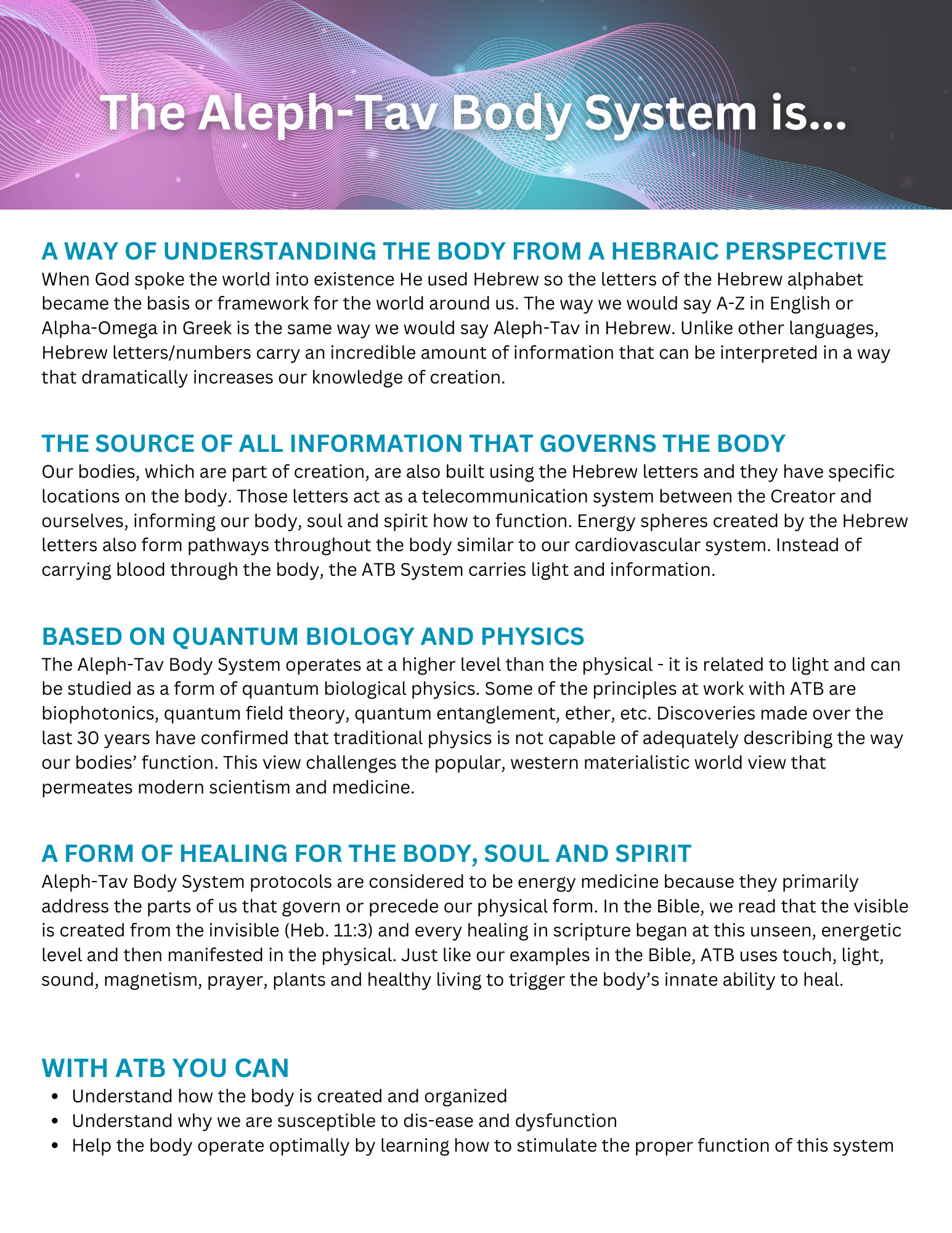 The Aleph-Tav Body System is... (1)